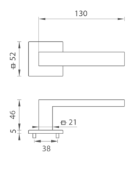 Klika na dveře TI - SQUARE - HR 2275Q 5S CUM - Měď matná (186)
