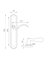 Klika na dveře NI - RAMA OGA - Antik šedá