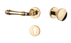 Klika na dveře AS - CAMELIA - R 7S OLV - Mosaz leštěná lakovaná