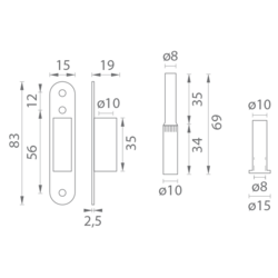 LR - 11.87.620.0 Spodní závěs šroubovací (horiz.) Stříbrný komaxit