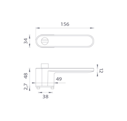 Klika na dveře ASG - GUAVA - RT s uzamykáním T/OLS -Titan / mosaz broušená