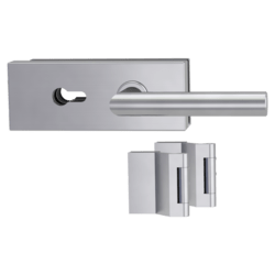 Klika na dveře GK - PURISTO S - ZÁMEK na sklo s klikou LUCIA  - PZ (vč. závěsů) BN - Broušená nerez (71)