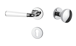 Klika na dveře ASM - MARIGOLD 3 - R 7S OC/WS/OC - Chrom lesklý / bílá matná / chrom lesklý