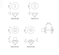 Rozeta ke klice MP - ROZETA - R 3SM BS - Černá matná