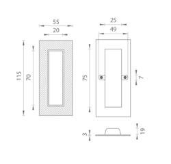 TI - Mušle na posuvné dveře - 2650 OCS - Chrom broušený (96)