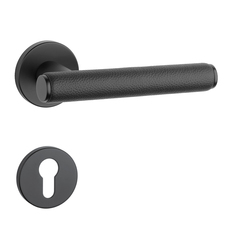 Klika na dveře AS - EGERIA - R 7S BS - Černá matná / černá kůže