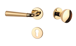 Klika na dveře ASM - MARIGOLD 3 - R 7S OLV/OLS/OLV - Mosaz leštěná lakovaná / mosaz broušená / mosaz leštěná lakovaná