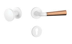 Klika na dveře ASM - MARIGOLD 3 - R 7S WS/CUM/WS - Bílá matná / měď matná / bílá matná