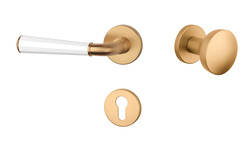 Klika na dveře ASM - MARIGOLD 3 - R 7S OLS/WS/OLS - Mosaz broušená / bílá matná / mosaz broušená