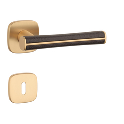 Klika na dveře AS - DAVIDIA - QR 7S OLS - Mosaz broušená / hnědá kůže