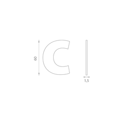 LR - Domovní písmeno &quot;c&quot; - 60 mm - nalepovací BN - Broušená nerez