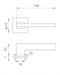 Klika na dveře TI - JUNIOR - HR 4140Q 5S BS - Černá matná (153)