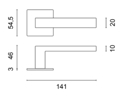 Klika na dveře SH - KVADRAT - HR 1760 3SM OLV PVD - Mosaz leštěná lakovaná PVD