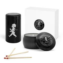 SN - DÁRKOVÝ BOX - Svíčka a zápalky - Cedr Černá lesklá / stříbrný lesklý emblém