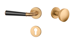 Klika na dveře ASM - MARIGOLD 3 - R 7S OLS/BS/OLS - Mosaz broušená / černá matná / mosaz broušená