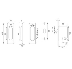 JNF - Set na posuvné dveře - BB / S - HR BN - Broušená nerez