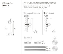 Madlo na dveře FT - MADLO kód K01 Ø 32 mm UN ks WS - Bílá matná