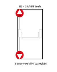 DK - PANIKOVÉ KOVÁNÍ PHA 1202 - 2-bodové zajištění D1/1H-1D Stříbrná