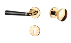 Klika na dveře ASM - MARIGOLD 3 - R 7S OLV/BS/OLV - Mosaz leštěná lakovaná / černá matná / mosaz leštěná lakovaná