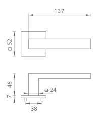 Klika na dveře TI - SQUARE - HR 4275Q 7S WS - Bílá matná (152)