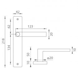 Klika na dveře MP - QUADRA - SH BN - Broušená nerez