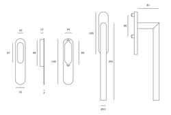 Balkonová klika JNF - BALKONOVÁ KLIKA R bez otvoru IN.17.120 BN - Broušená nerez