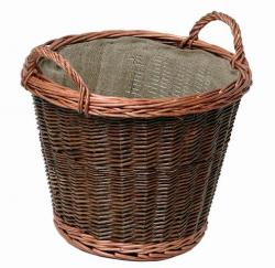 L21.02.609.2 Proutěný koš s tkaninou na dřevo ke krbu 