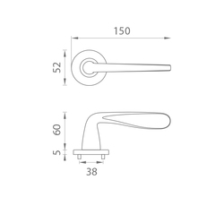 Klika na dveře AS - HIACYNTA - R 5S OLS - Mosaz broušená