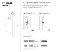 Madlo na dveře FT - MADLO kód K00 Ø 35 mm SP ks WS - Bílá matná