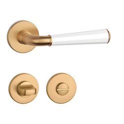 Klika na dveře ASM - MARIGOLD 3 - R 7S OLS/WS/OLS - Mosaz broušená / bílá matná / mosaz broušená