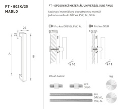 Madlo na dveře FT - MADLO kód K02K 25x25 mm UN ks WS - Bílá matná
