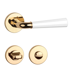 Klika na dveře ASM - MARIGOLD 2 - R 7S OLV/WS - Mosaz leštěná lakovaná / bílá matná