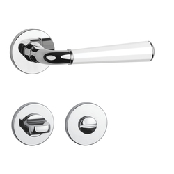 Klika na dveře ASM - MARIGOLD 3 - R 7S OC/WS/OC - Chrom lesklý / bílá matná / chrom lesklý