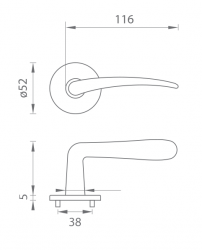 Klika na dveře TI - NOEMI - R 228 5S OCS - Chrom broušený (96)