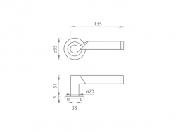 Klika na dveře MP - MARENA - R 3SM BN/LN - Broušená nerez / leštěná nerez