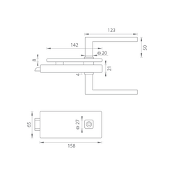 MP - UNIQUE R8 - ZÁMEK na sklo s klikou QUADRA - bez otvoru zadní BS - Černá matná