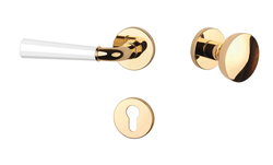 Klika na dveře ASM - MARIGOLD 2 - R 7S OLV/WS - Mosaz leštěná lakovaná / bílá matná