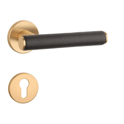 Klika na dveře AS - EGERIA - R 7S OLS - Mosaz broušená / hnědá kůže