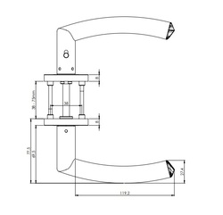 Klika na dveře GK - CRYSTAL - R - S2L s uzamykáním BN - Broušená nerez (71)