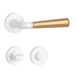 Klika na dveře ASM - MARIGOLD 2 - R 7S WS/OLS - Bílá matná / mosaz broušená