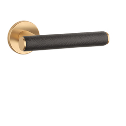 Klika na dveře AS - EGERIA - R 7S OLS - Mosaz broušená / hnědá kůže