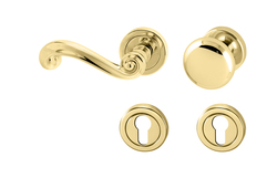 Klika na dveře TI - CARLA - R 738 OLV - Mosaz leštěná lakovaná (01)