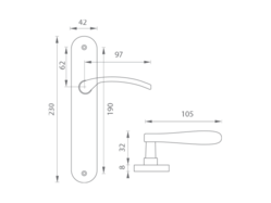 Klika na dveře KE - LAURA - SO Černá matná