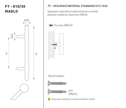 Madlo na dveře FT - MADLO kód K10 Ø 30 mm ST ks BN - Broušená nerez