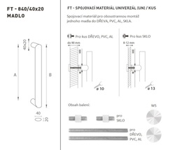 Madlo na dveře FT - MADLO kód K40 40x20 mm UN ks WS - Bílá matná