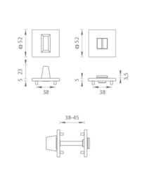 Rozeta ke klice TI - ROZETA - HR 5SQ T1 OLV - Mosaz leštěná lakovaná (33)