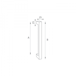 Madlo na dveře FT - MADLO kód K02K 25x25 mm ST ks BS - Černá matná