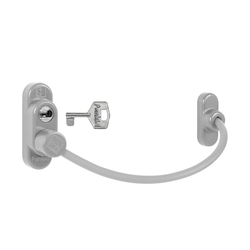 PD - Lankový zámek na okno s uzamykáním STM - Stříbrná (RAL9006)