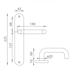 Klika na dveře MP - COSLAN - SO BN - Broušená nerez
