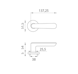 Klika na dveře AS - ARIA - R 5S OLS - Mosaz broušená
